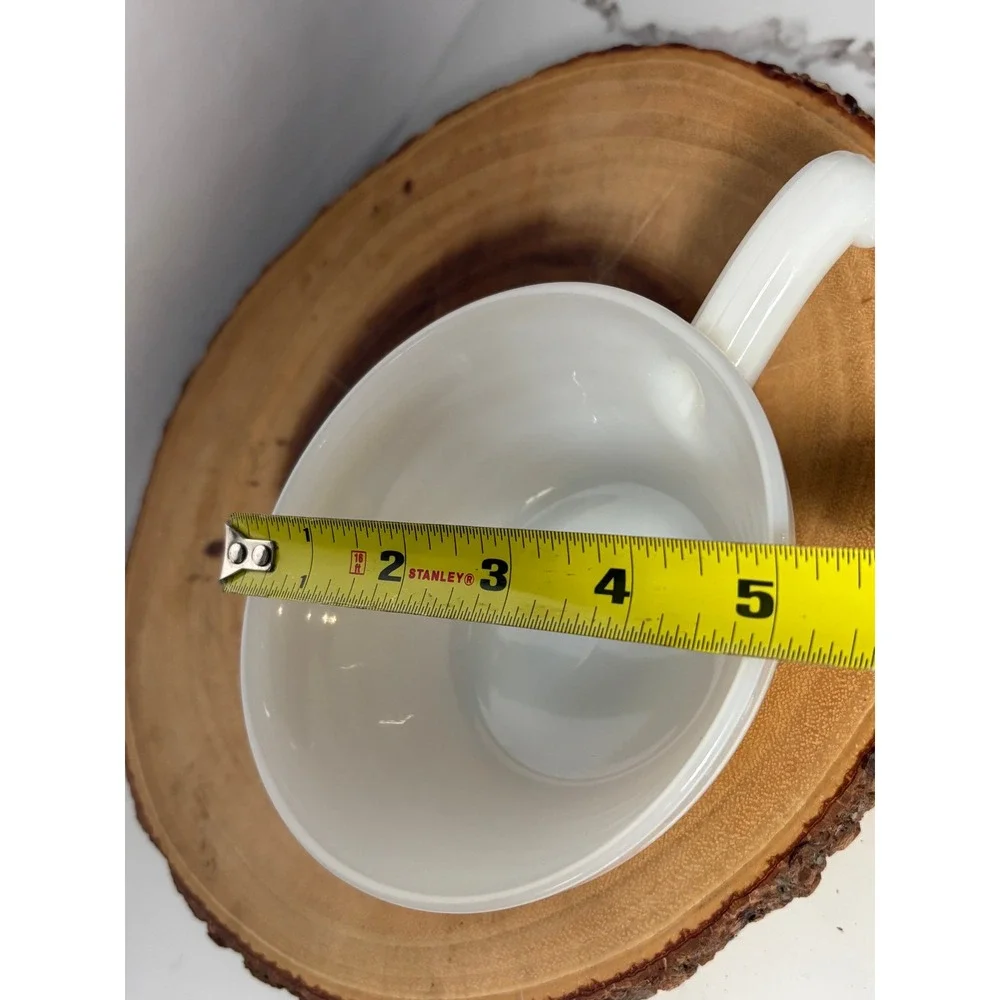 Vintage Fire-King Milk Glass Soup Chili Bowls with Handle‎ White Ribbed Set of 2